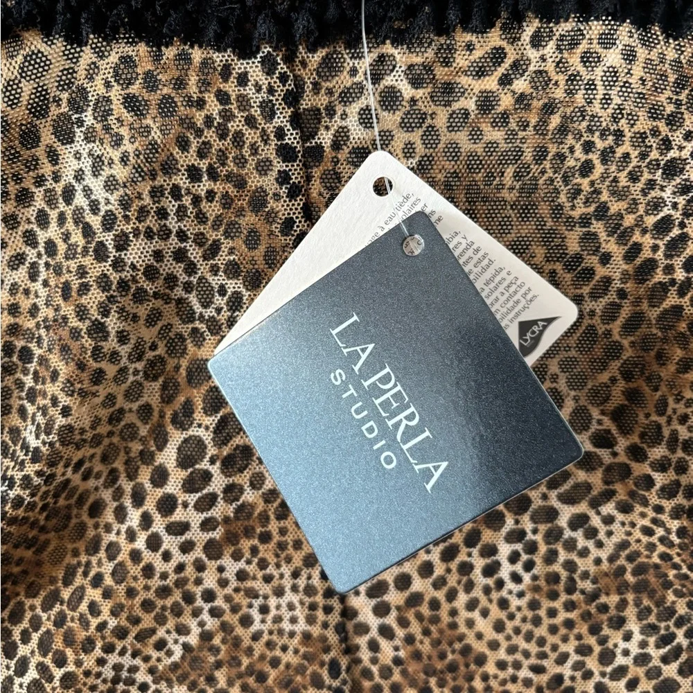 La Perla Animal Print Mesh Chemise with Black Lace - Picture 7 of 8